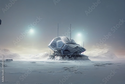 Future sci-fi research station illustration design