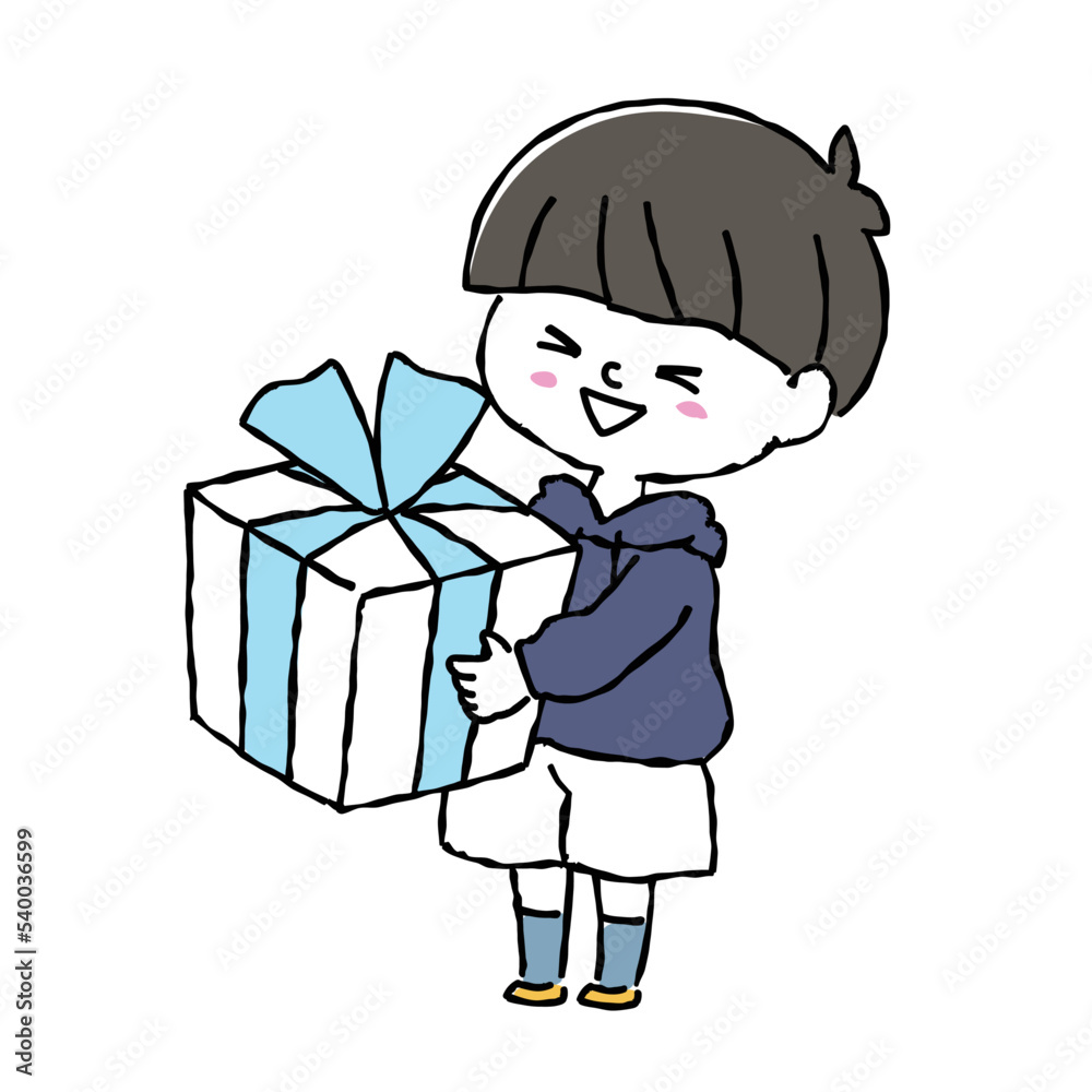 プレゼントを持つ子供 プレゼントを持つ子供