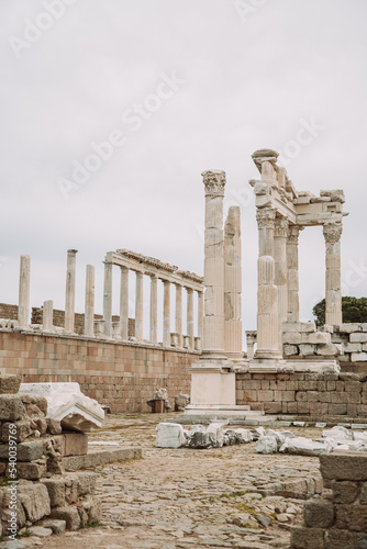 Old Greek ruins against cloudy sky