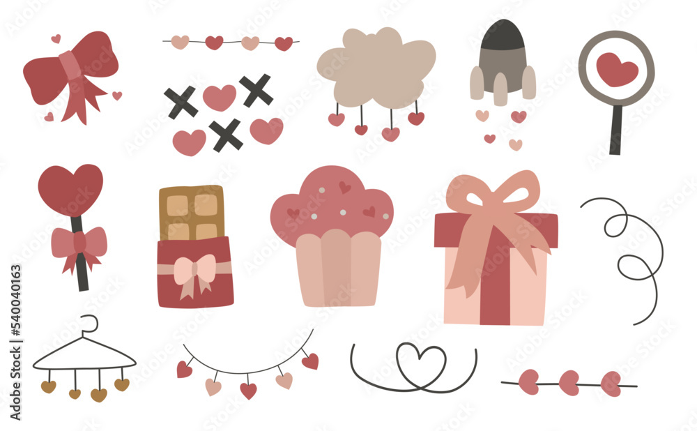 Hand drawn elements with heart. Cute doodle hand drawn vector ...