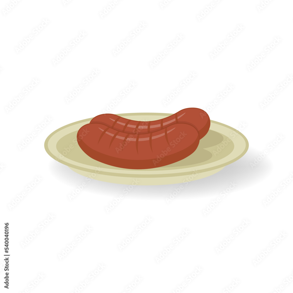 Breakfast grilled sausage icon. Cartoon of breakfast grilled sausage vector icon for web design isolated on white background