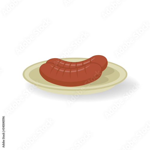 Obraz na płótnie Breakfast grilled sausage icon. Cartoon of breakfast grilled sausage vector icon for web design isolated on white background w salonie