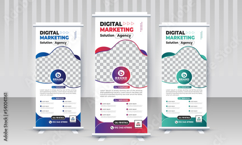 Creative modern trendy corporate marketing business standee x rollup pullup signage retractable banner design vector template