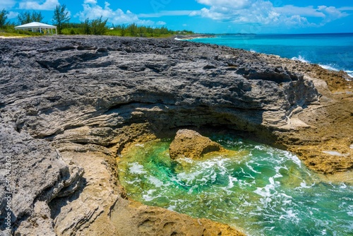 Cave with water flowing underneath in Eleuthera, Bahamas