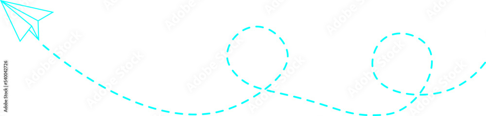 Obraz premium Dashed line paper airplane route 