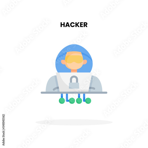 Hacker cybercrime flat icon. Vector illustration on white background. Can used for digital product, presentation, UI and many more.
