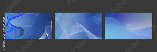 Set of abstract dark blue modern elegant design background