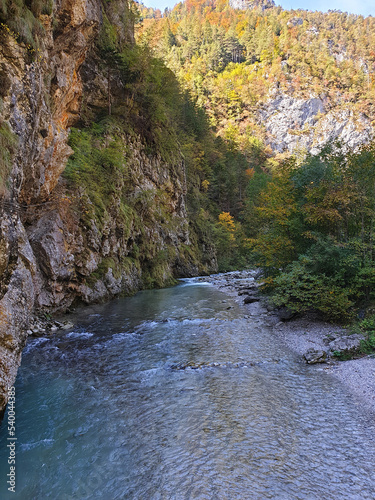 Savinja river - between rocks in autumn Slovenia photo