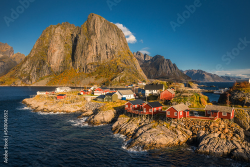 Beautiful and colorful autumn in the Lofoten archipelago in Norway. Breathtaking landscapes show the power of nature.