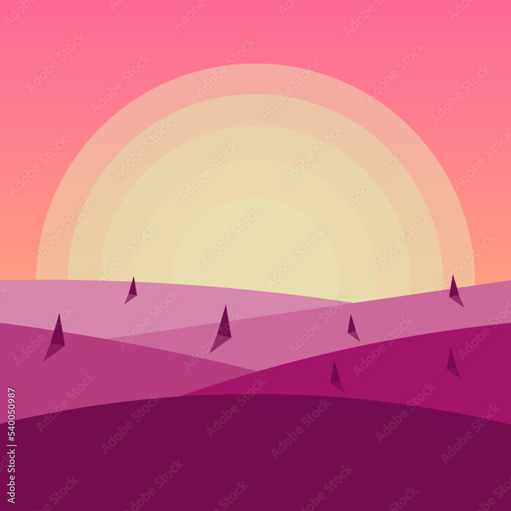 background stylized sunset with delicate purple tones