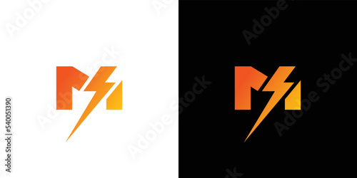 Modern and attractive letter M electric voltage logo design.