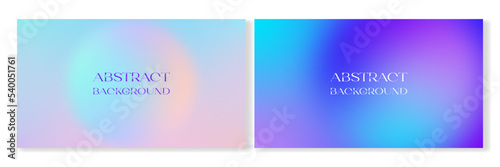 Set of horizontal holographic gradient backgrounds. For covers, wallpapers, advertising, business cards, social media and other projects. Vector, can be used for printing.