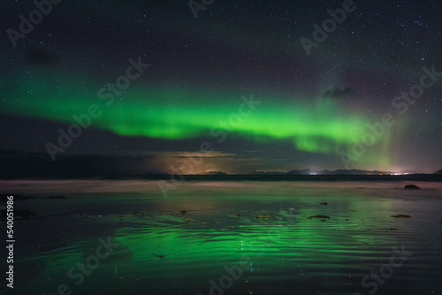 The northern lights captured in the Lofoten Islands in northern Norway.