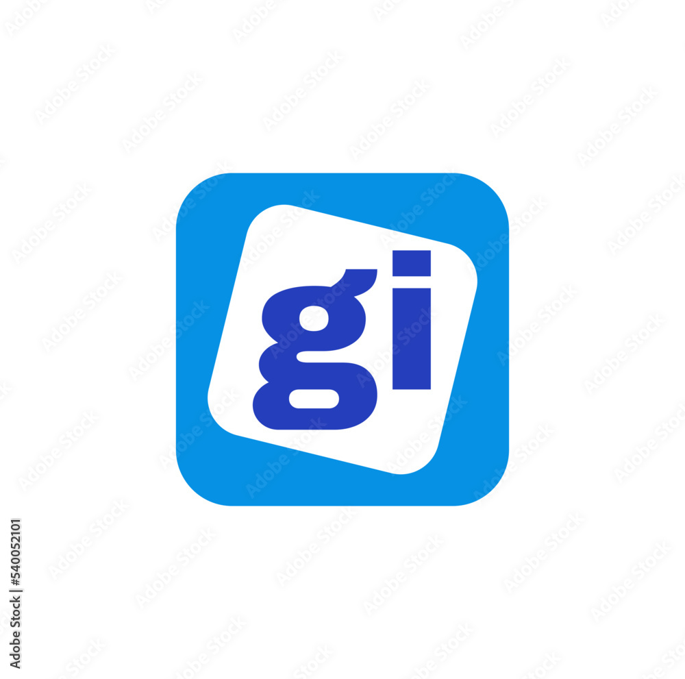 GI company name initial letter vector icon. GI brand symbol with blue color.