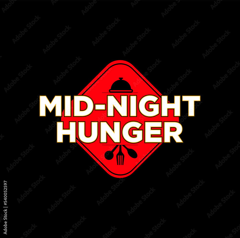 Mid-night hunger vector symbol. Mid Night hunger lettering monogram.