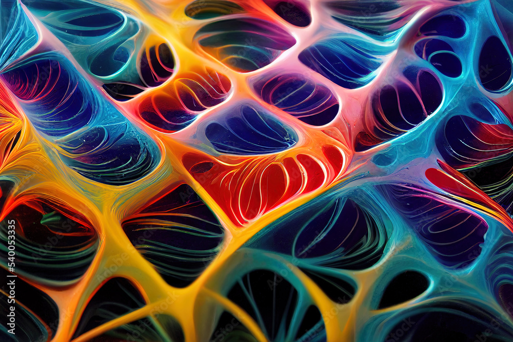 Abstract multicoloured lattice with sinews like neurones Abstract multicoloured lattice with sinews like neurones