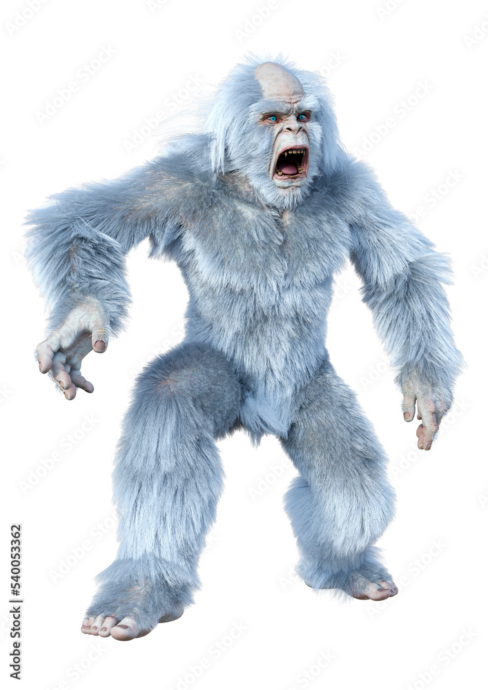 3D Rendering Yeti on White 3D Rendering Yeti on White