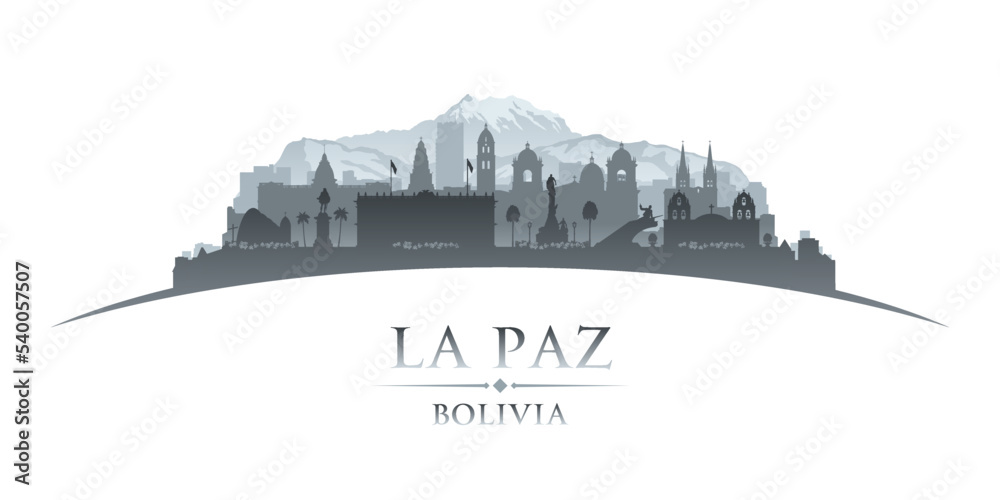 La Paz Bolivia city silhouette white background