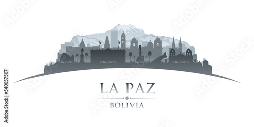 La Paz Bolivia city silhouette white background photo