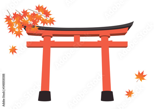 紅葉シーズンの神社の鳥居

