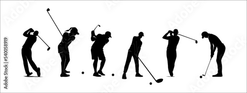 Collection of golf player silhouette 