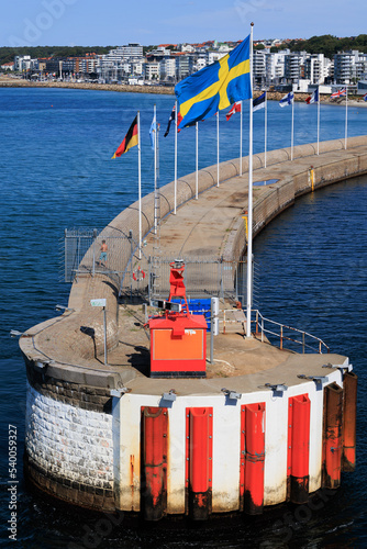 Flags at port Helsingborg, Sweden