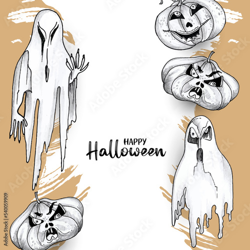 Happy Halloween spooky horror festival celebration background design