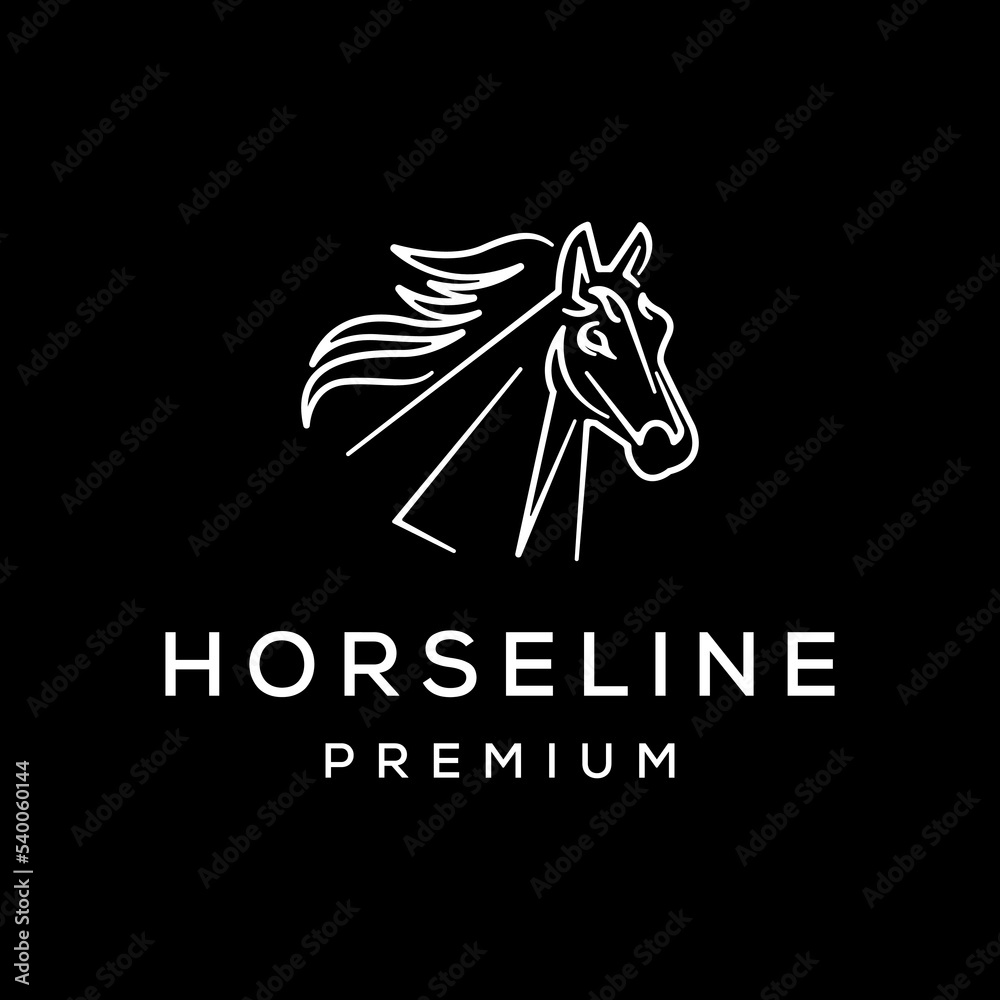 Line Art Horses Logo Design Vector illustration