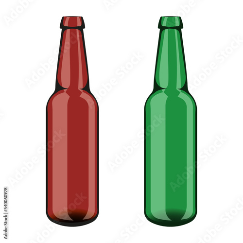 Brown and green glass bottles