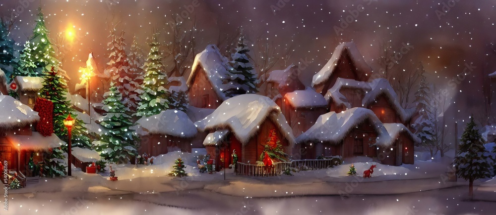 Village With Christmas Trees, Incredible Background Backdrop Wallpaper