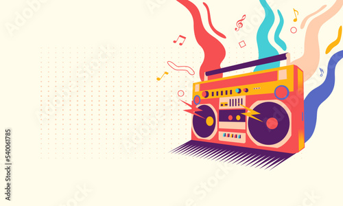 Abstract background lifestyle graffiti design with boombox radio vector illustration