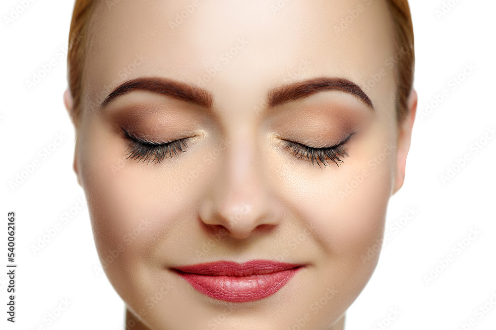 Cropped closeup beauty portraif of a woman with closed eyes Cropped closeup beauty portraif of a woman with closed eyes