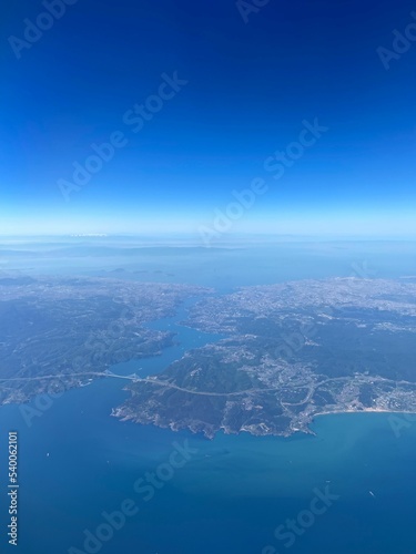 Vertical aerial view of Yavuz Sultan Selim bridge with clear sky in the background photo