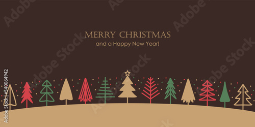 abstract winter landscape fir border christmas tree