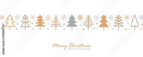 christmas greeting card with abstract fir tree and snowflake decoration photo
