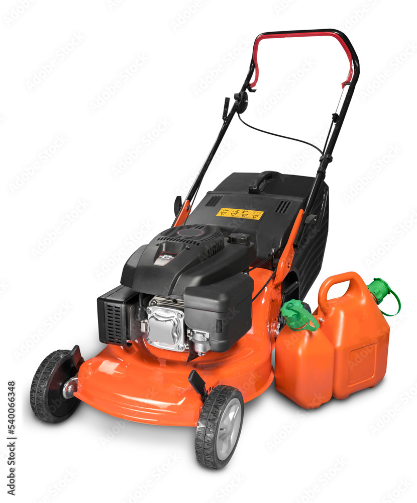 Lawn Mower with Jerry Can - obrazy, fototapety, plakaty 
