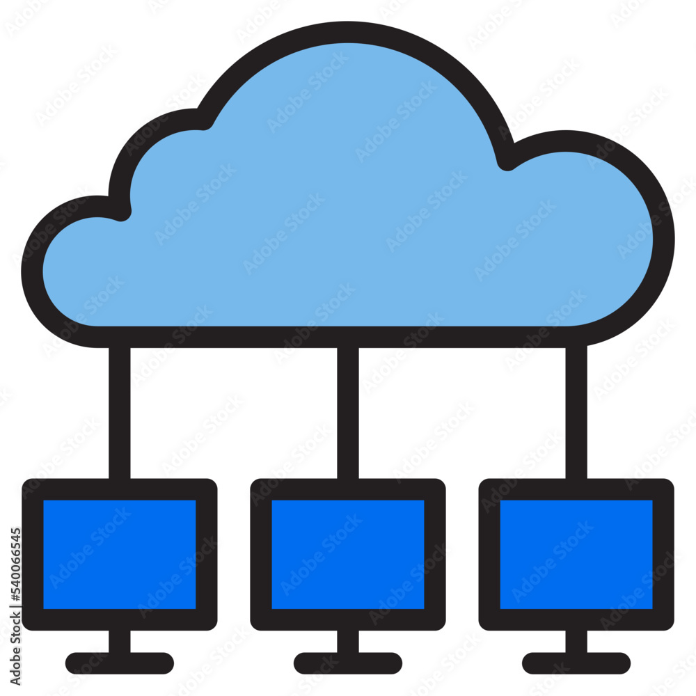 Could computing color line style icon Could computing color line style icon
