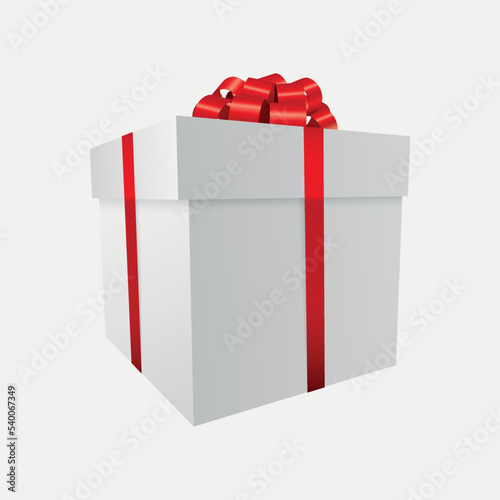 White gift box with a red bow - Christmas and birthday present collection