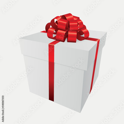 White gift box with a red bow - Christmas and birthday present collection
