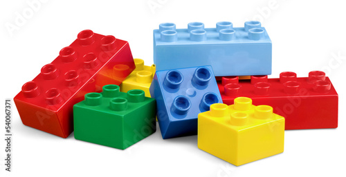 Toy blocks plastic colored coloured isolated building blocks