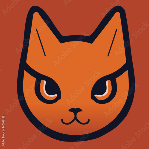 Domestic cat face vector illustration. Pop art animal  kitty head, creative character mascot logo symmetry design. Bright neon colors sticker. Cats, pets, animal lovers theme design element. photo