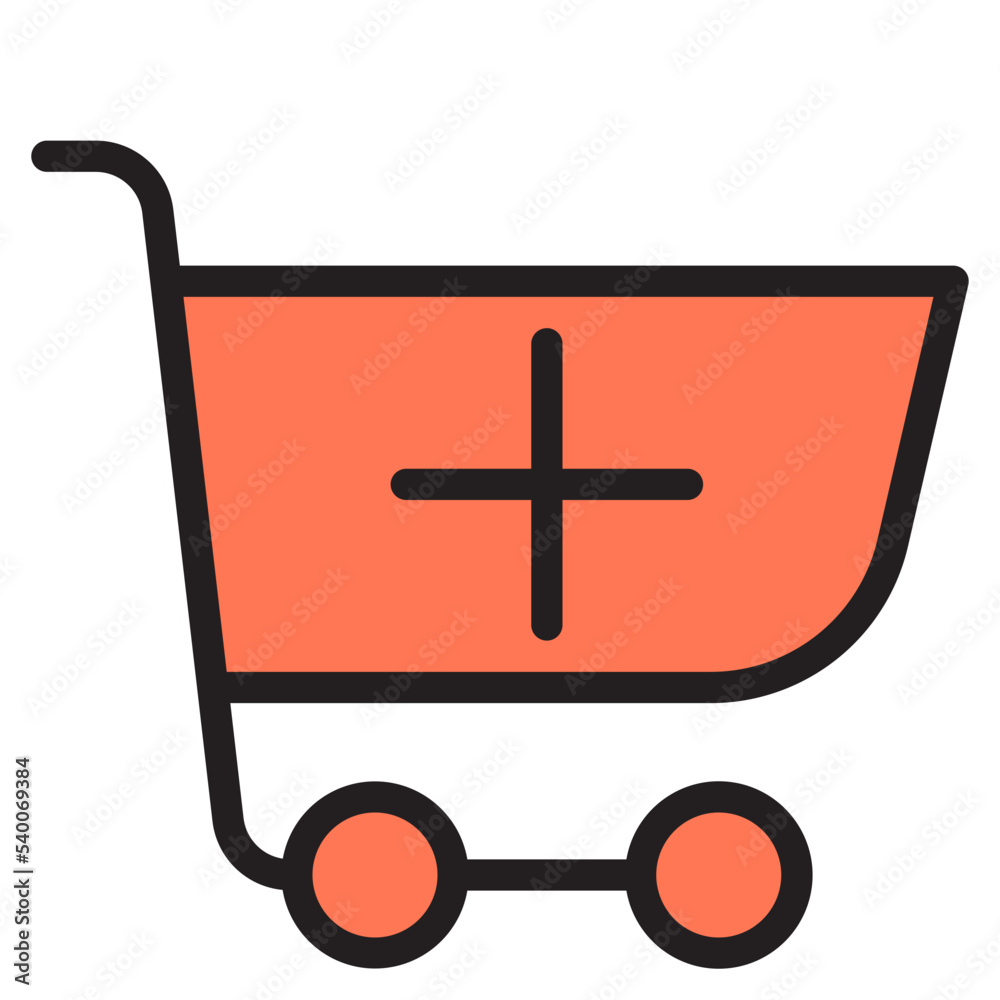 Fototapeta premium Cart color line style icon