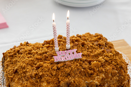 birthday cake with candles