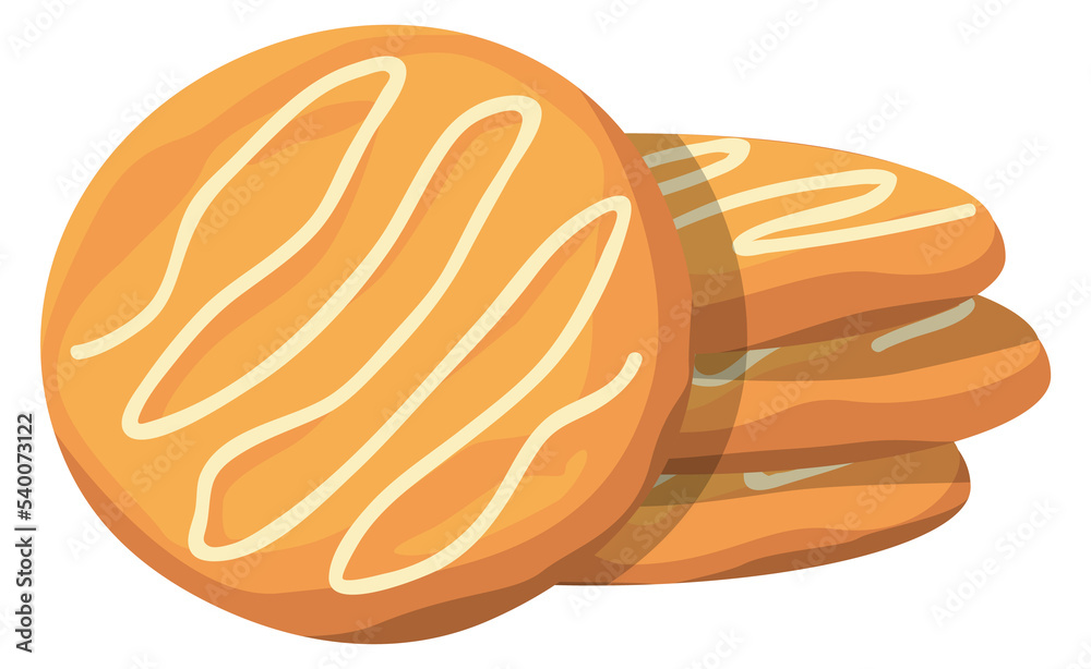 Homemade cream cookie. Round bakery cartoon icon Homemade cream cookie. Round bakery cartoon icon