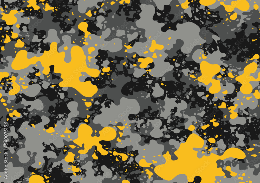 Camo Style - Black and Yellow Camouflage | Art Print