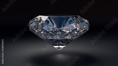 3D illustration or 3D rendering diamond or crystal isolated on black background.