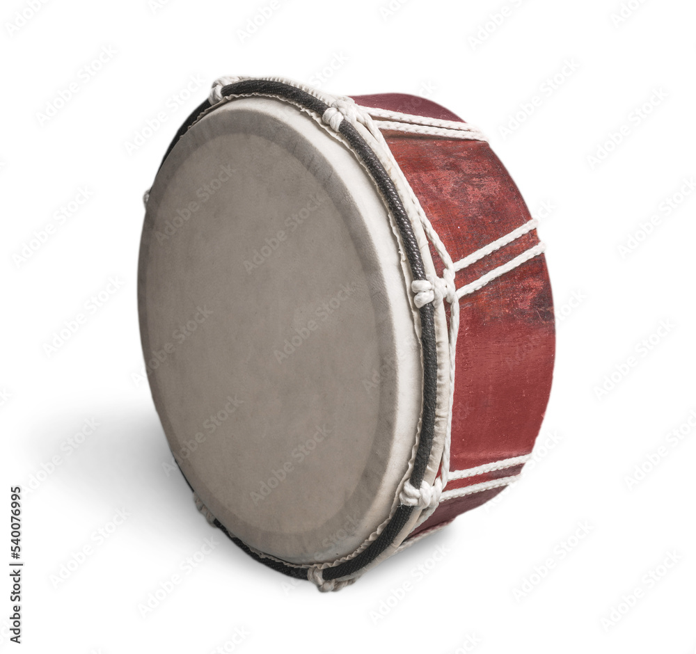 Old brown drum isolated on white background Old brown drum isolated on white background