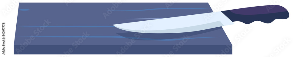 Cutting board with knife. Kitchen equipment. Chef workplace Cutting board with knife. Kitchen equipment. Chef workplace