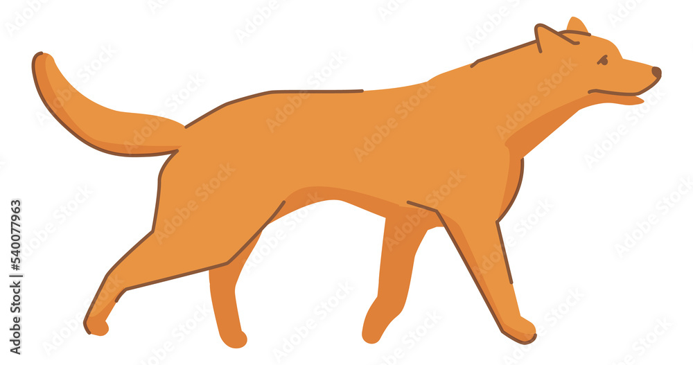 Happy walking dog. Funny running pet animal Happy walking dog. Funny running pet animal