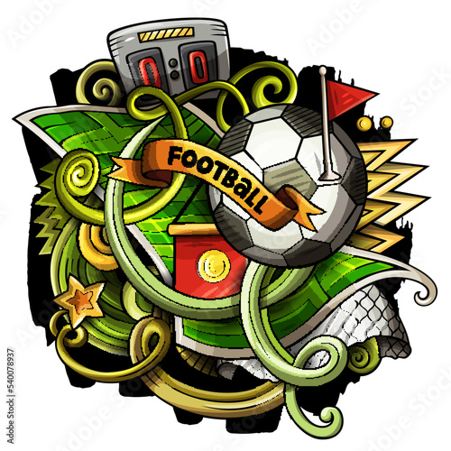 Cartoon vector doodles Football illustration